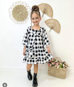 Vestido com bolsa xadrez - comprar online