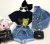 Short jeans bordado oncinha