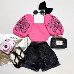 Short jeans preto glamour
