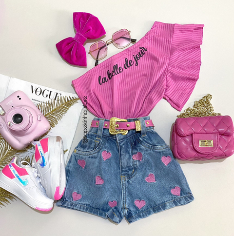 Short jeans bordado love