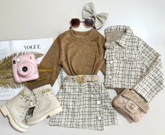Conjunto Tweed Saia e jaqueta