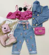 Calça jeans bordada Margarida