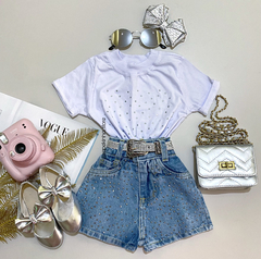 Conjunto jeans strass Glam