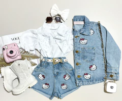 Conjunto Jeans bordado Hello Kitty