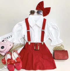Conjunto short saia salopete