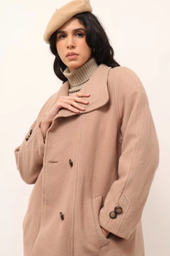 casaco bege forrado longo vintage - comprar online