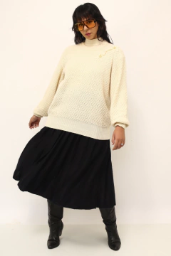 Pulover creme textura manga bufante - comprar online