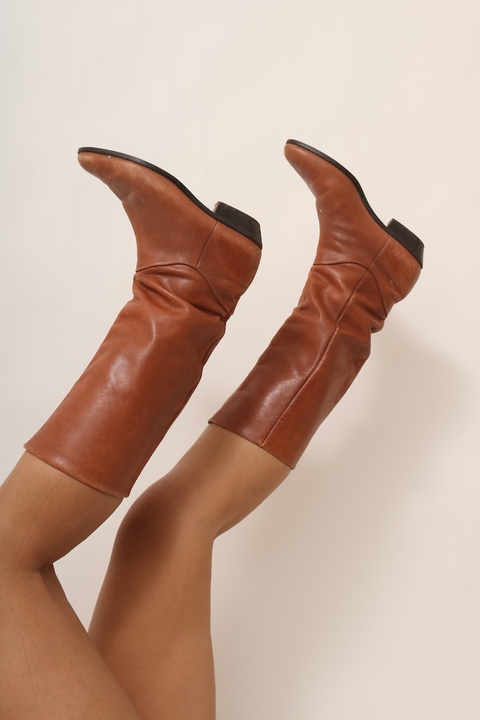 bota marrom 70’s vintage cano longo
