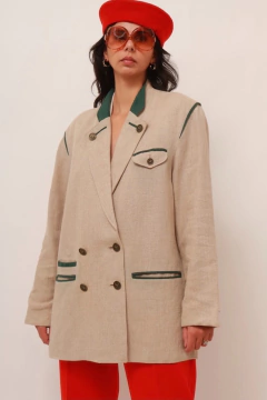Blazer linho detalhe verde forrado - comprar online