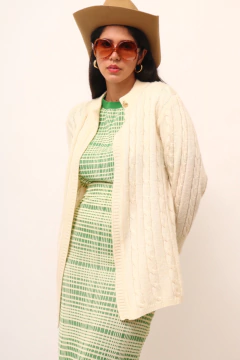 Cardigan off white textura vintage na internet
