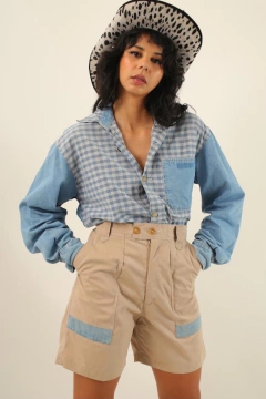 Camisa jeans azul xadrez vintage - Capichó Brechó