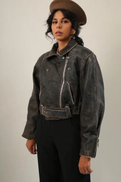 Jaqueta couro biker M’OFFICER vintage - comprar online