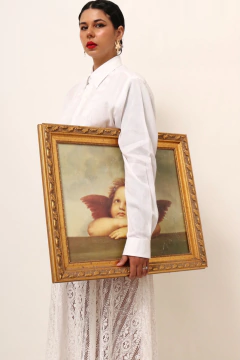 Camisa branca renda vintage frete algodão na internet