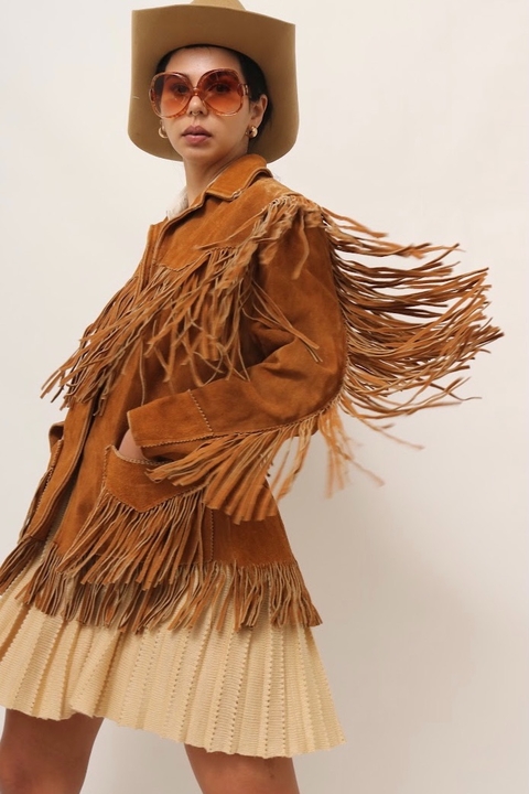 Jaqueta franja western love vintage