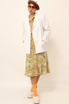 Blazer branco linho com poliester transpassado - loja online
