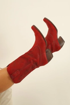 Bota cowboy camurça vermelha forrada SPOT SHOES 37 - comprar online