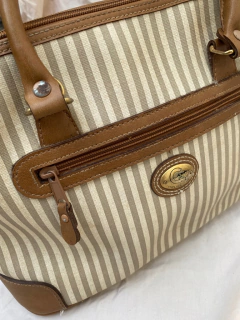 bolsa listras caramelo com off alça removível - loja online