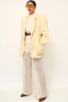 Blazer linho bege forrado vintage - Capichó Brechó
