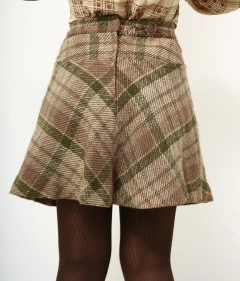 Saia xadrez tricot cintura alta - loja online