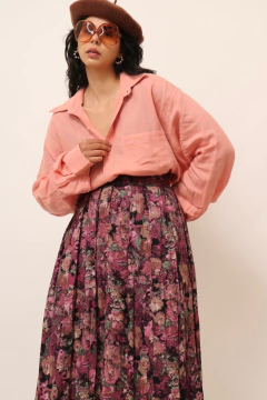 Imagem do saia cintura alta flores midi