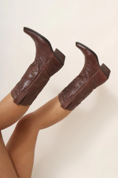 bota western marrom vintage couro