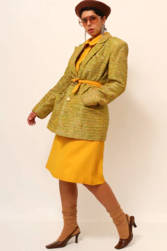 Blazer verde e amarelo forrado fio dourado - loja online
