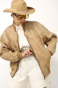 Imagem do Jaqueta bomber bege YSL vintage couro