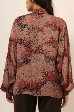 Camisa western manga bufante estampa vintage levinha