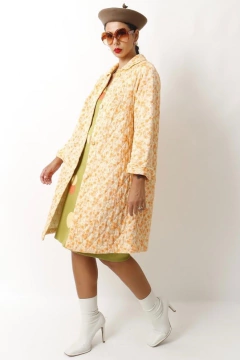 robe matelasse laranja flores vintage - loja online