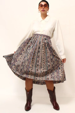 Saia cintura alta estampada vintage - loja online