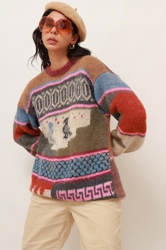 pulôver lhamas tricot manga longa