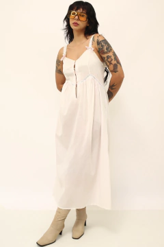 Camisola rosa algodão vintage renda - comprar online