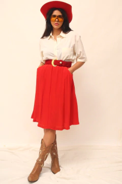 Saia cintura mega alta vermelha gode - loja online