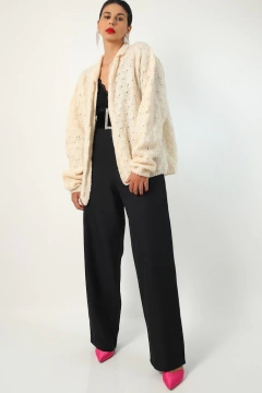 Cardigan tricot off textura fofo vintage - loja online