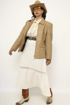 Jaqueta couro bege vintage