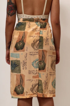 Saia midi estampada vintage - Capichó Brechó