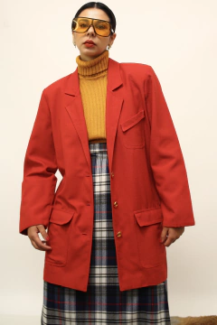 Blazer vermelho alongado vintage - Capichó Brechó