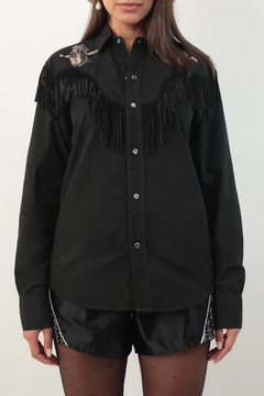 camisa franjas recorte estampa cowboy - loja online