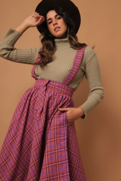 Saia suspensorio flanelada rosa xadrez na internet