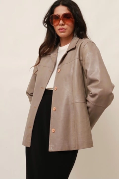 Blazer couro cinza forrado vintage - comprar online
