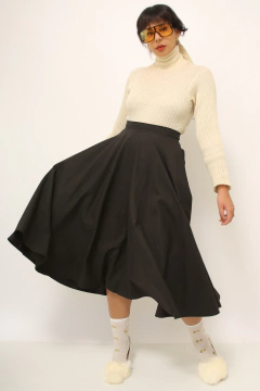 Saia midi 100% algodão gode preta na internet