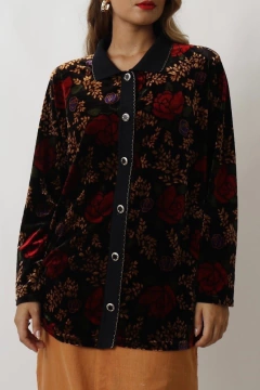 camisa veludo manga longa estampado - Capichó Brechó
