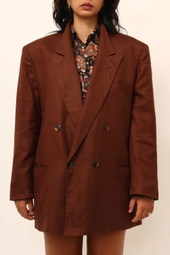 Blazer marrom 100% linho vintage VIA VENETO - Capichó Brechó