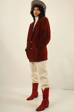 Blazer couro ferrugem forrado vintage