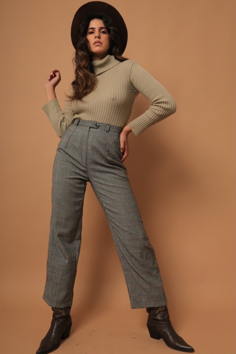 Calça xadrez classica cintura mega alta