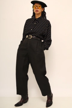 Calça 100% linho preta vintage na internet