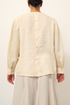 Camisa linho manga longa bege - loja online