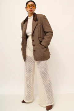 Blazer marrom Lã com gola veludo