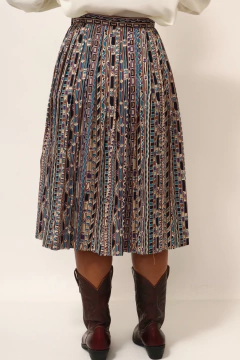 Saia cintura alta estampada vintage - Capichó Brechó