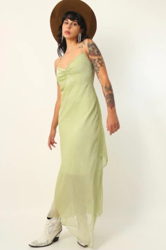 vestido verde forrado 90’s vintage - comprar online